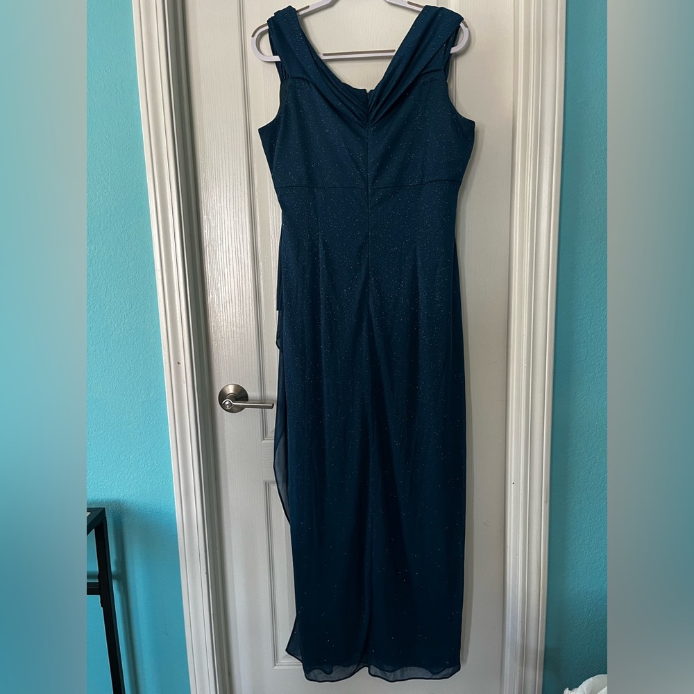 Alex Evenings Blue Ruched Asymmetrical Maxi Dress - Picture 2 of 9